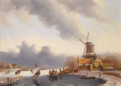 Winter Scene with Skaters by Antonij Andreas de Meyer